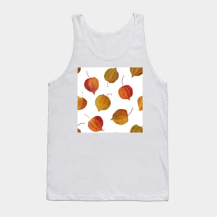 Fall Physalis buds red, orange seamless watercolor pattern. Cape gooseberry flowers. Colorful Golden berry. Autumn berries floral print Tank Top